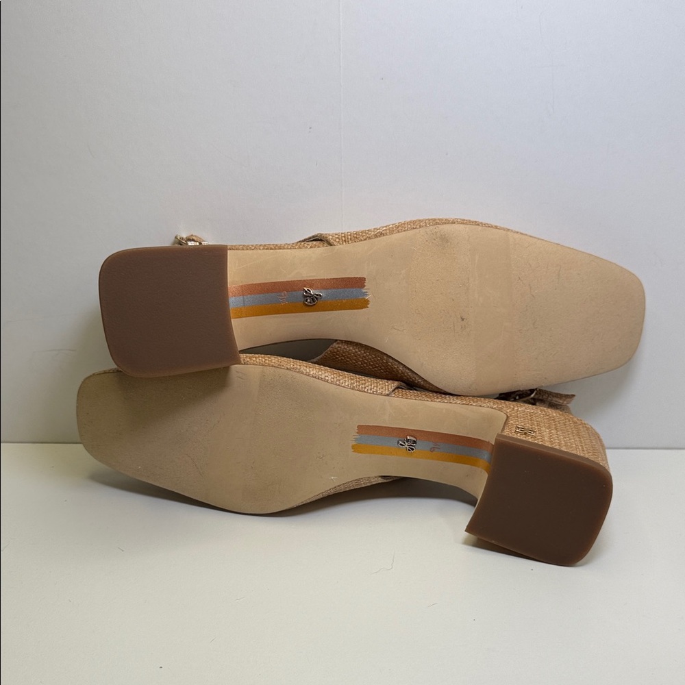 Sam Edelman Terra Tan Woven Slingback Block Heels - Picture 5 of 9